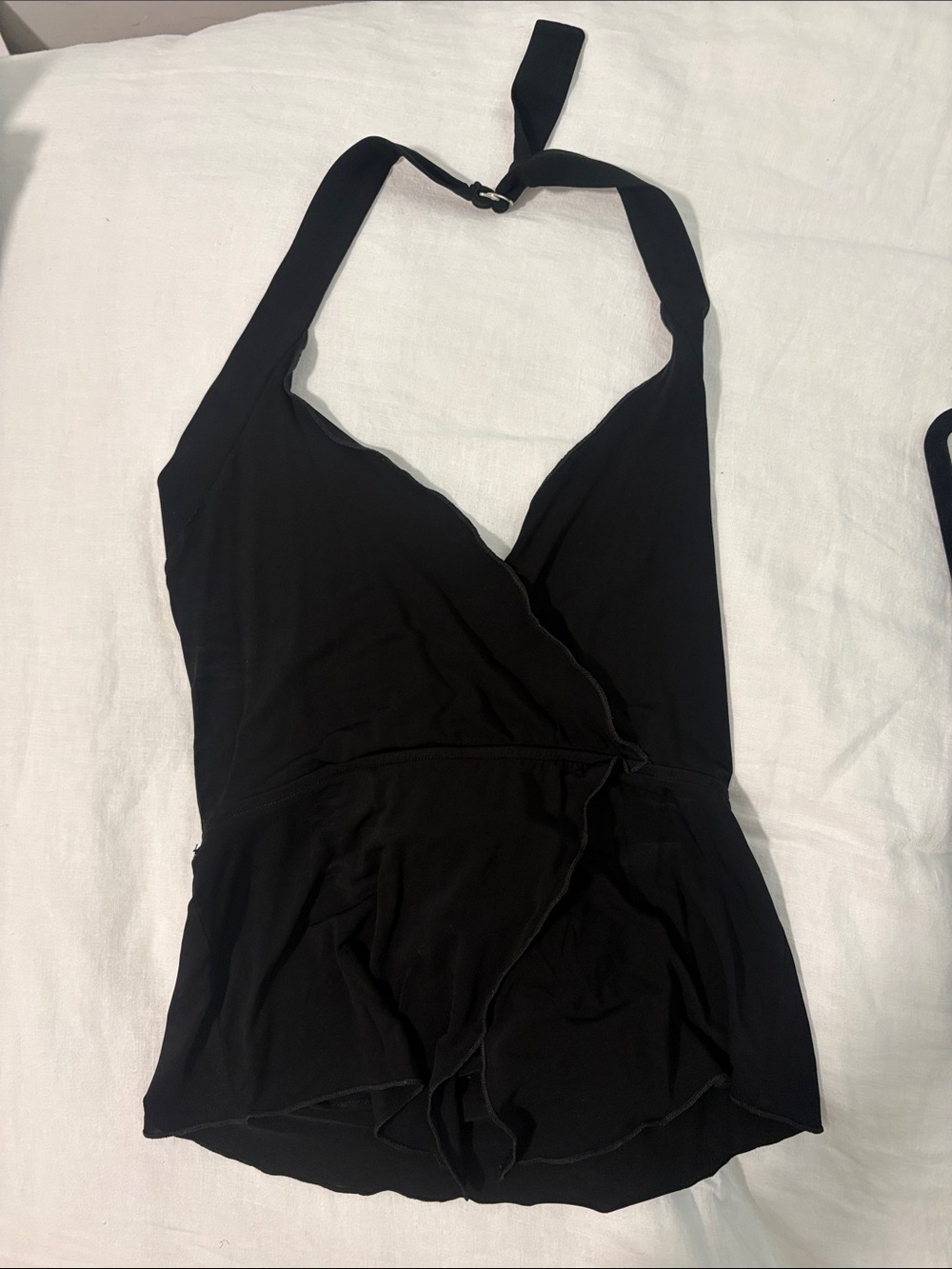 bebe Black Halter top with Draped Neckline